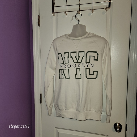 Brooklyn Civilization  Men's White Crew Neck Pullover Sweatshirt  Sz: M - Picture 7 of 7